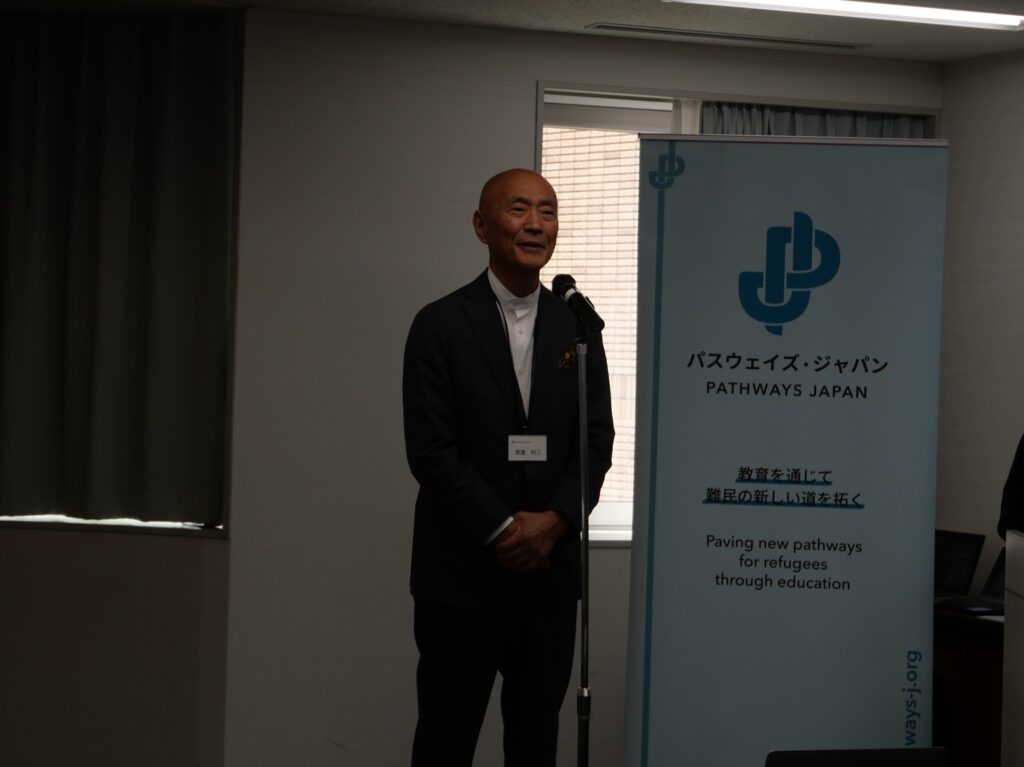 「渡邉利三国際奨学金」授与式　渡邉氏のスピーチ
